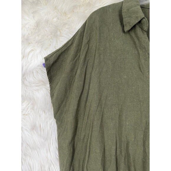 Maurices Olive Green Collared Wrap Top Linen Lagen Minimalist Boho Size 1X - Picture 3 of 8